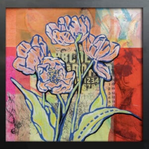 Floral card. Retro 5. Silhouet van bloemen op oud papier