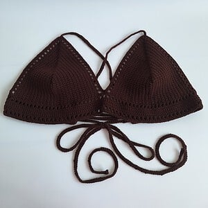 Gehaakt topje 'Boho top koffie'