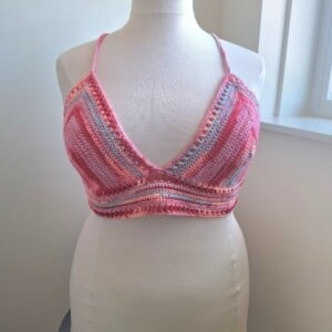 Gehaakt topje 'Boho top ombre paars en roze'