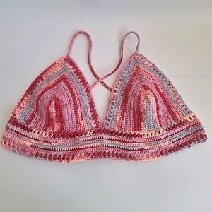 Gehaakt topje 'Boho top ombre paars en roze'