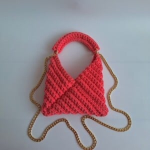 Gehaakte crossbody tas 'Koraaloranje'