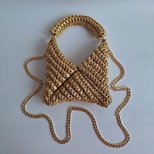 Gehaakte crossbody tas 'Metallic goud'
