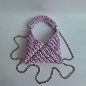 Gehaakte crossbody tas 'Metallic lila'