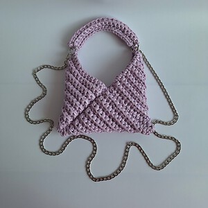 Gehaakte crossbody tas 'Metallic lila'
