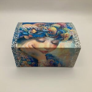 Handgedecoreerde bamboe sieradendoos ‘Rainbow’