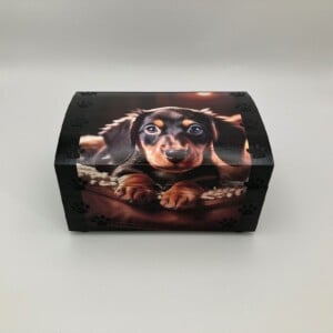 Handgedecoreerd kistje ‘The Happy Puppy’ voor interieur of cadeau