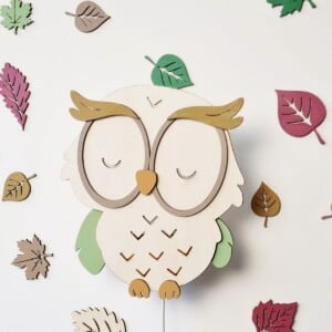 Handgemaakte Houten Wandlamp Uil