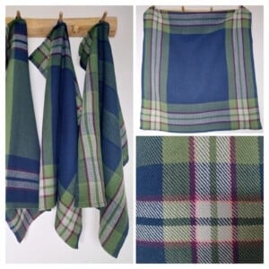 Handgeweven theedoeken met tartanmotief, blauw