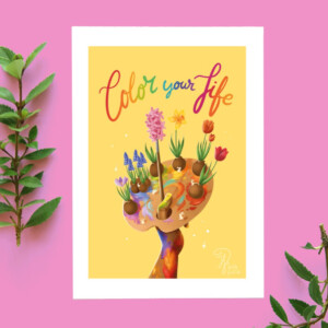 Kaart Color your life Bloemen verf pallet