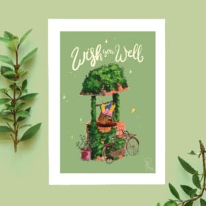 Kaart Wish you well geluks wens kaart wensput