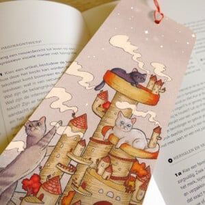 Katten op krabpaal eiland boekenlegger 74x210 formaat