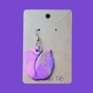 Ketting Hanger Paars Tulp Polymeer Klei Sieraad of 1 Oorbel
