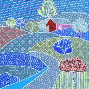 Landscape in Sachiko style - acrylschilderij op canvas