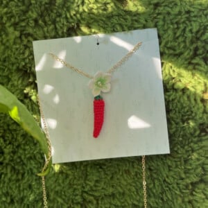Micro Gehaakte Rode Chilipeper Ketting