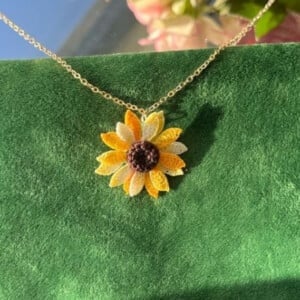 Micro Gehaakte Zonnebloem Ketting