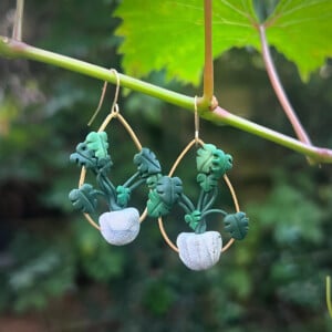 Monstera plant oorbellen - groen, rvs goudkleurig