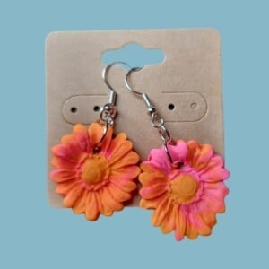 Oorbellen Zomer bloem Rose Oranje Polymeer Klei Juweel