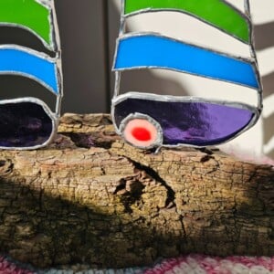 Rainbow socks. Glas in lood/tiffany. Interieur object. Uniek