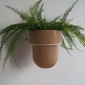 STERKSTAEL Flora S Eco Pot Dessert Sand - bloempothouder - kleur houder wit - kleur pot zandkleurig - inclusief bloempot ø12cm - poedercoating - staal