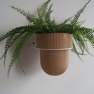 STERKSTAEL Flora S Eco Pot Dessert Sand - bloempothouder - kleur houder wit - kleur pot zandkleurig - inclusief bloempot ø12cm - poedercoating - staal