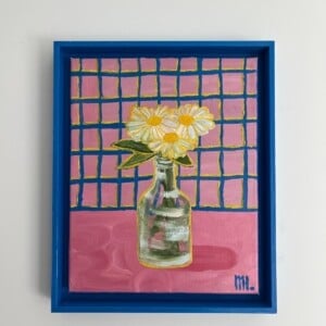 Schilderij "Grid Daisy's" - kunstwerk in olieverf