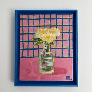 Schilderij "Grid Daisy's" - kunstwerk in olieverf