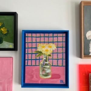 Schilderij "Grid Daisy's" - kunstwerk in olieverf