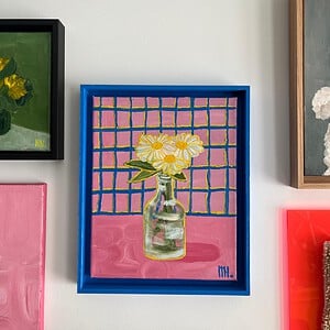 Schilderij "Grid Daisy's" - kunstwerk in olieverf