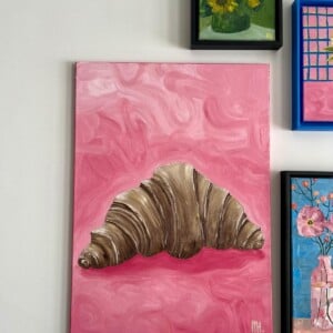 Schilderij "Je veux une croissant" - origineel kunstwerk van olieverf
