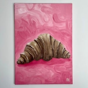 Schilderij "Je veux une croissant" - origineel kunstwerk van olieverf
