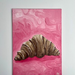 Schilderij "Je veux une croissant" - origineel kunstwerk van olieverf