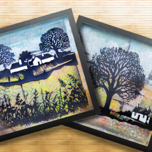 Silhouet van een plattelandslandschap