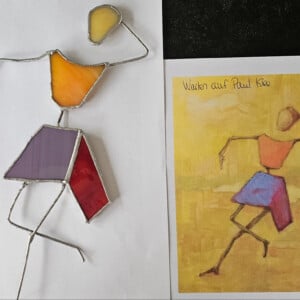 Warten auf...naar schilderij van J. Strieber. Glas in lood/Tiffany