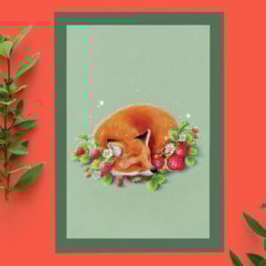 Wens kaart verjaardag A6 Vos aardbeien