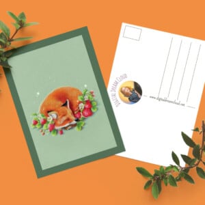 Wens kaart verjaardag A6 Vos aardbeien