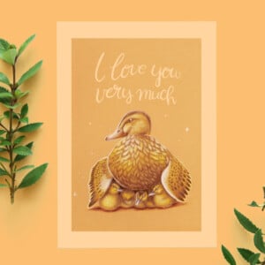 Wens kaart verjaardag Moeder eend I love you very much