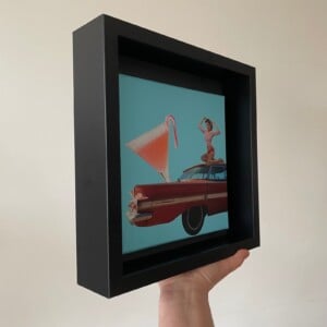 -candy cane cocktail- 20x20x1 cm handgeknipte collage op schildersdoek