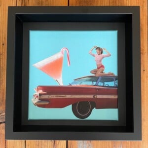 -candy cane cocktail- 20x20x1 cm handgeknipte collage op schildersdoek