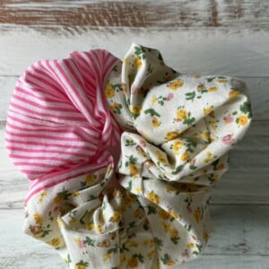katoenen scrunchie - bloemen en streepjes
