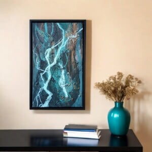 Abstract schilderij - groen reliëf