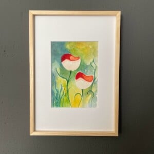 Aquarel rode bloemen