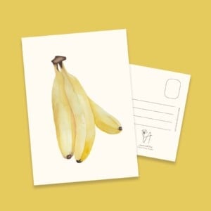Bananen wenskaart – Handgeschilderde aquarelkaart | Anna-Mae Studio