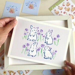 Bunny Art Print (A5) – Schattige, Eco-vriendelijke Illustratie op Henneppapier