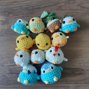Chunky gehaakte sleutelhanger vogels: Een vroolijke vriend voor je sleutels: velvet yarn