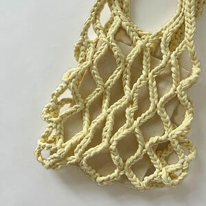 Crochet net bag - butter yellow