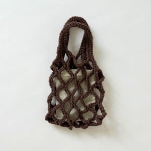 Gehaakte net bag - pecan bruin