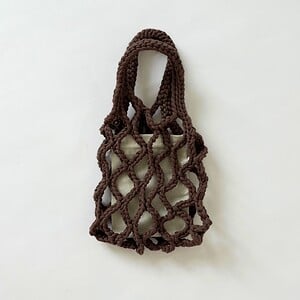 Gehaakte net bag - pecan bruin