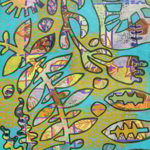 Dansende bladeren. Origineel schilderij