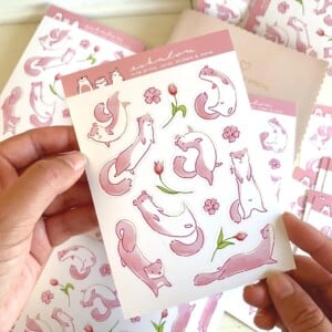Eco-vriendelijk Wezel/Hermelijn Stickervel – Schattige Handgetekende Stickers, PVC-vrij & Recyclebaar | Kawaii Dier Stickers voor Journals en Planners