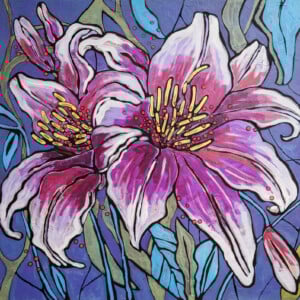 Bloemenwereld. Origineel schilderij op paneel.